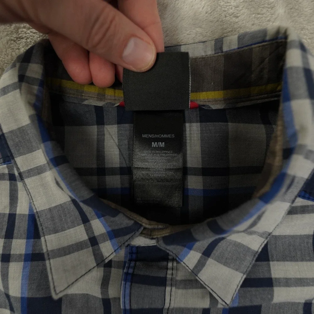 The North Face Button Up Shirt Men's Medium Grey‎ Plaid Outdoor Gorpcore